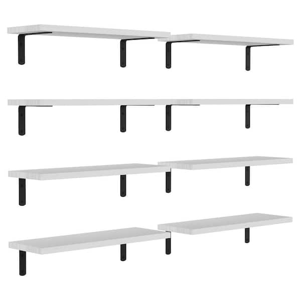 Unbranded 5.9 in. W x 16.5 in. D White Wood Floating Shelves for Wall Decor 8 Decorative Wall Shelf