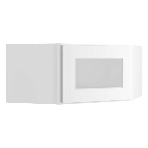 HOMEIBRO Shaker White Plywood Wall Diagonal Shaker Style Stock Corner Kitchen Cabinet (27 in. x 12 in. x 15 in.）