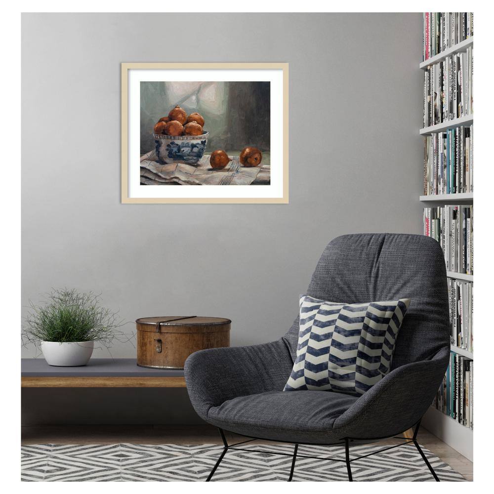 Svelte Natural Framed Realism Art Print of Oranges in Bowl