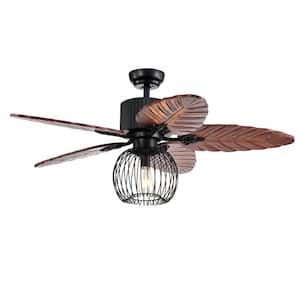 Aguano 48 in. Indoor Black Finish Remote Controlled Ceiling Fan with Light Kit