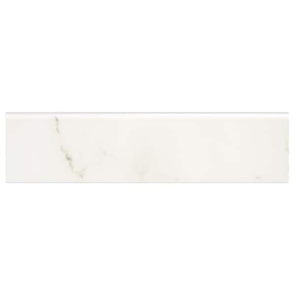 Marazzi Developed by Nature Calacatta 3 in. x 12 in. Glazed Porcelain Floor Bullnose Tile (0.26 sq. ft. / piece)