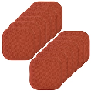 Rust, Honeycomb Memory Foam Square 16 in. x 16 in. Non-Slip Back Chair Cushion (12-Pack)