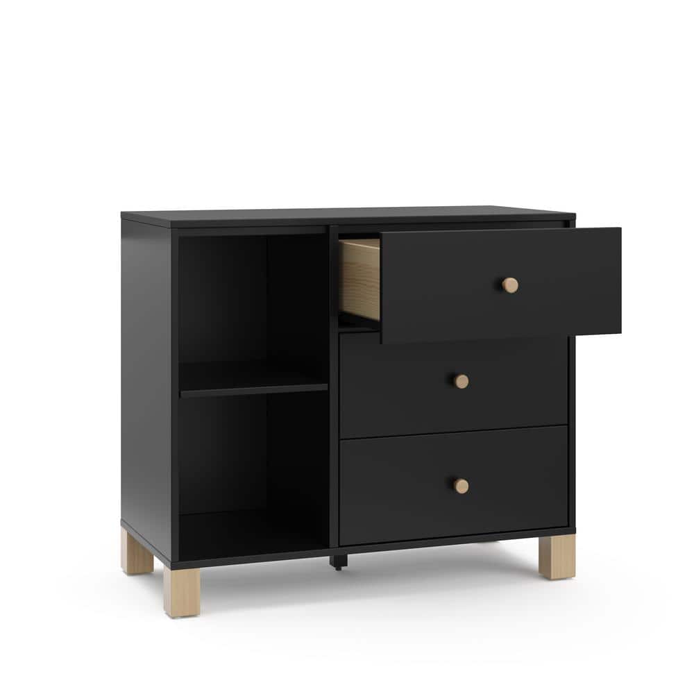 Black and Driftwood 3-Drawer Combo Nursery Dresser
