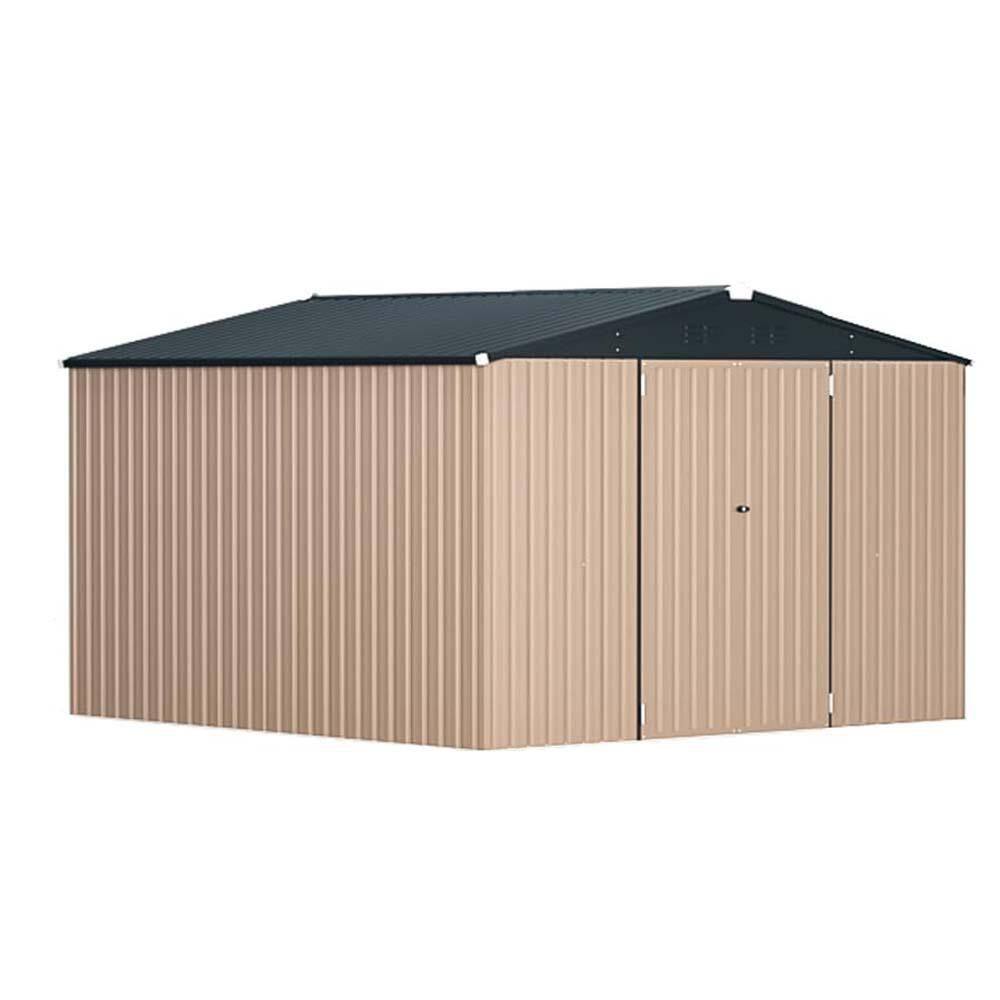 Brown 10 ft. W x 10 ft. D Metal Shed, Outdoor Storage Cabinet with 2 Door (95 sq. ft. ) price history on PriceWatchPro