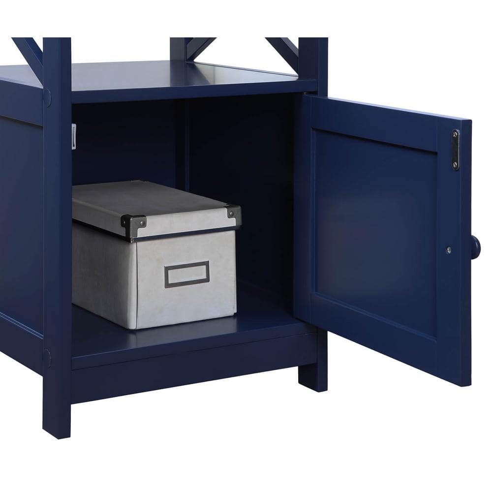 Cobalt Blue Oxford Square End Table with Cabinet Storage