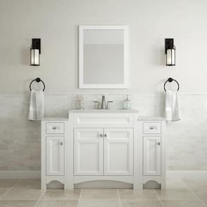Modular 30.5 in. W x 18.75 in. D x 34.375 in. H Single Sink Bath Vanity in White with Silver Fox Solid Surface Top