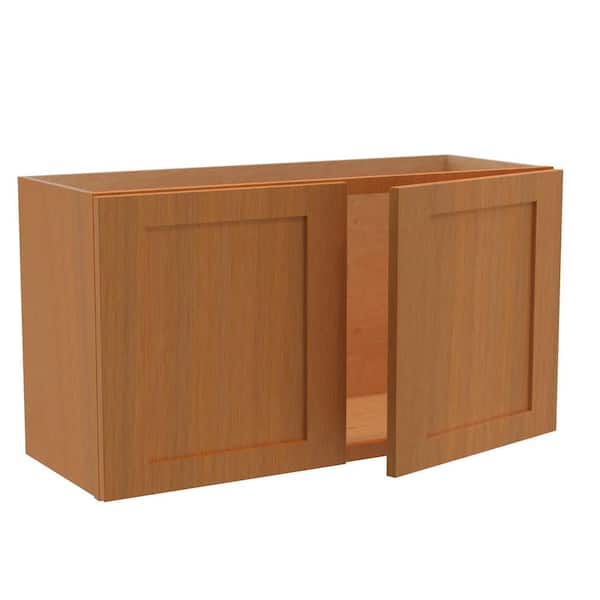 Home Decorators Collection Newport 33 in. W x 12 in. D x 18 in. H Assembled Plywood Wall Bridge Kitchen Cabinet in Cinnamon with Soft Close