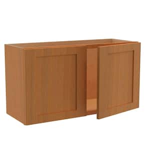 Hargrove Cinnamon Stained Plywood Shaker Assembled Wall Kitchen Cabinet Soft Close 33 W in. x 12 D in. x 18 in. H