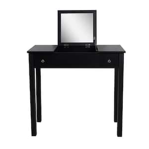 11.4 in. W x 10.6 in. H Rectangle Freestanding Bathroom Makeup Mirror, Console Table Dresser Set with Black Flip Mirror