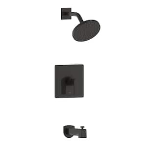 Chatelet Single-Handle 1-Spray Settings Round Tub and Shower Faucet Set in Matte Black with Valve Included