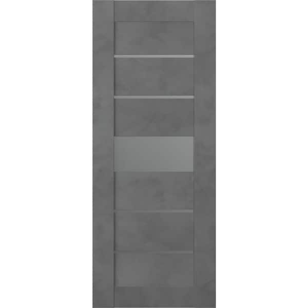 Belldinni Vona 07-06 36 in. x 80 in. No Bore Solid Core 5-Lite Frosted Glass Dark Urban Wood Composite Interior Door Slab