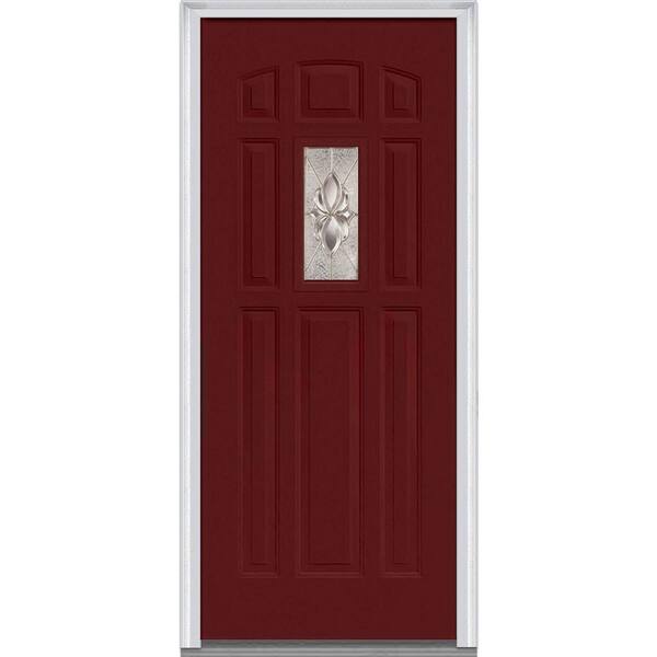 MMI Door 36 in. x 80 in. Heirloom Master Left-Hand Inswing 1-Lite Decorative 8-Panel Classic Painted Steel Prehung Front Door