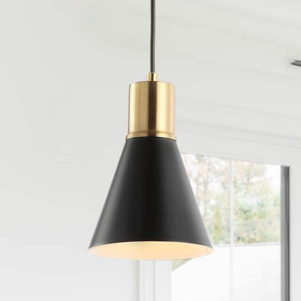 Apollo 6 in. 1-Light Black/Brass Gold Metal LED Pendant Light