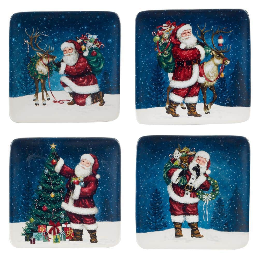  Multi-Colored Santa's Secret Canape Plate (Set of 4)