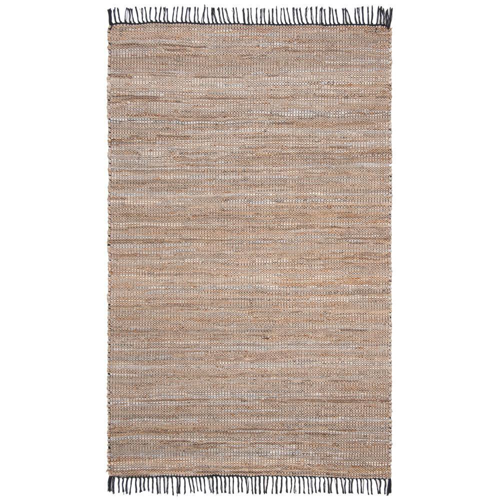 Handmade Vintage Leather Beige 6' x 9' Cowhide Area Rug