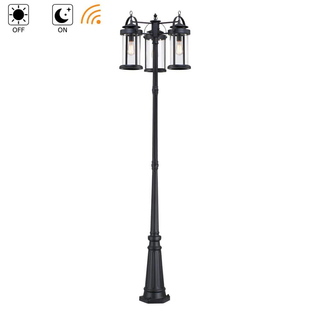 3-Light Matte Black Aluminum 94-in Weather Resistant Lamp Post Light Set With Dusk To Dawn Sensor and No Bulbs Included price history on PriceWatchPro