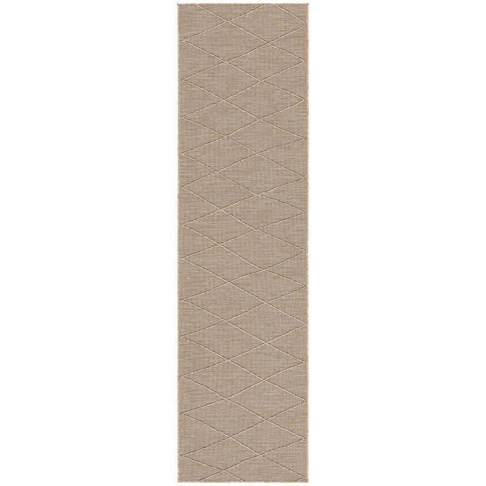 Natural Geometric Polypropylene Non-Slip Runner Rug 2'2" x 8'