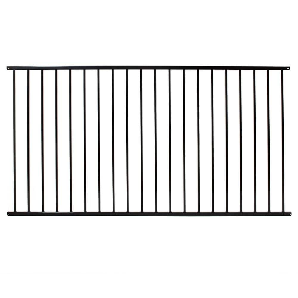 Versai 4 ft. H x 7.5 ft. W Gloss Black Steel Flat Top and Bottom Design Fence Panel price history on PriceWatchPro