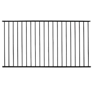 Versai 4 ft. H x 7.5 ft. W Gloss Black Steel Flat Top and Bottom Design Fence Panel