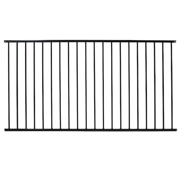 Versai 4 ft. H x 7.5 ft. W Gloss Black Steel Flat Top and Bottom Design Fence Panel