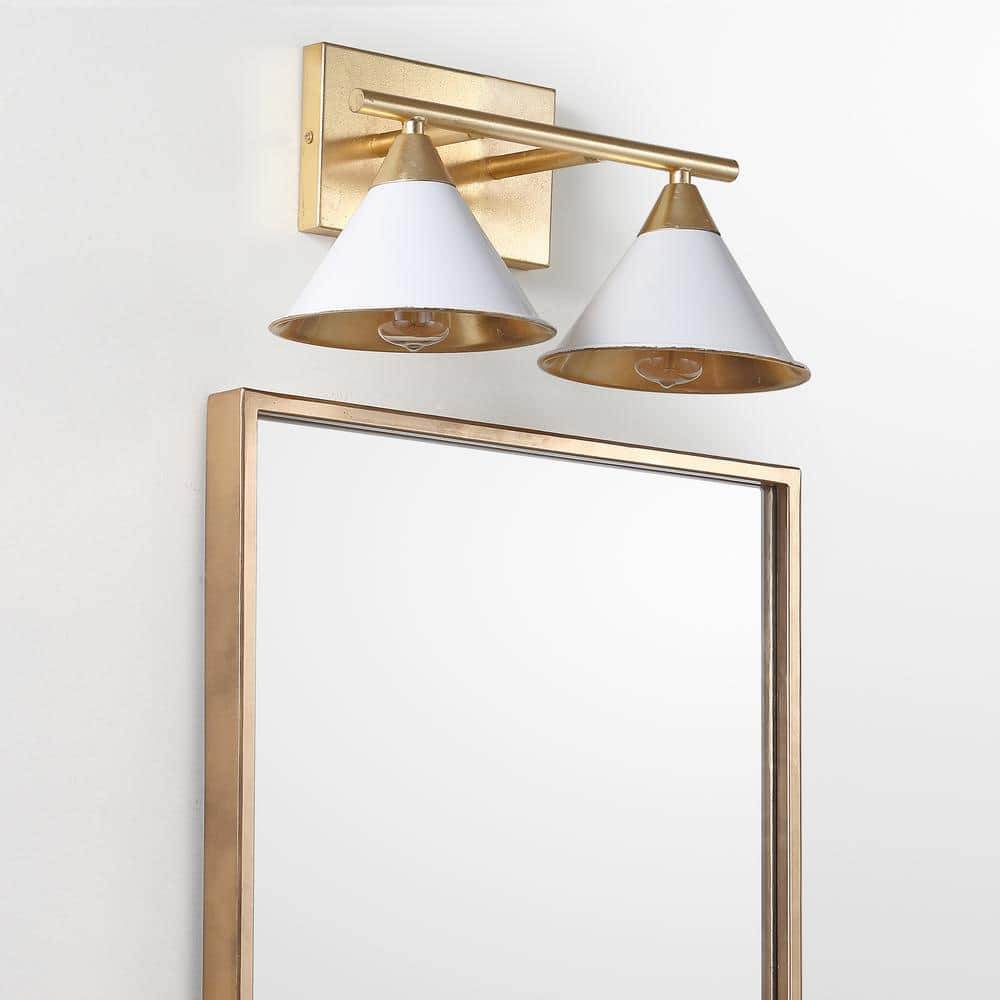 Yvette 16'' White and Gold Metal Vanity Sconce