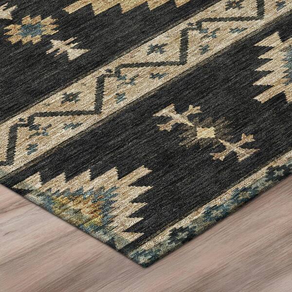 Chantille Machine Washable Indoor/Outdoor Abstract ACN3126 Black 2 ft. x 7 ft. Runner Rug
