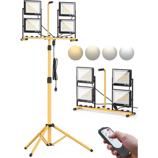 120 Volt LED Work Light with Adjustable 32000 Lumens 4-Head Tripod Fixture for Indoor and Outdoor Job Sites