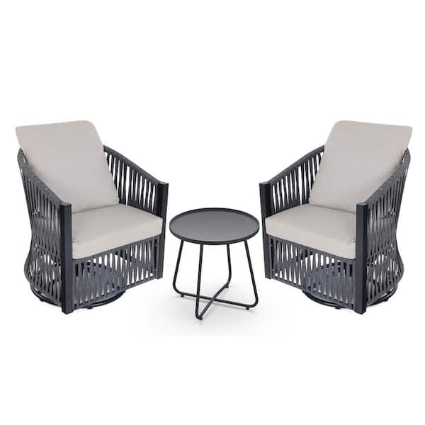 Brafab 3-Pieces Patio Conversation Set with Swivel Chairs