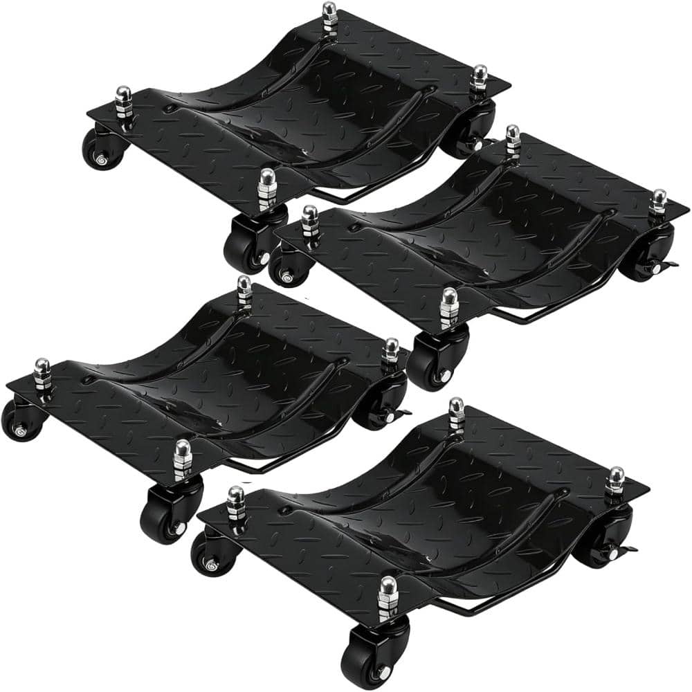 4-Pack Black Heavy Duty Steel Car Dolly Wheel Dolly Set, 6000 lbs Capacity 4 Tier Wheel Dolly with Swivel Brake Casters price history on PriceWatchPro