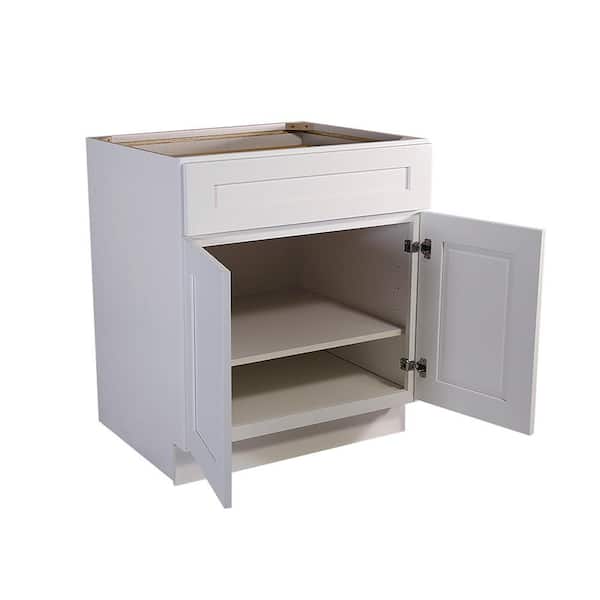 Brookings Plywood Ready to Assemble Shaker 27x34.5x24 in. 2-Door 1-Drawer Base Kitchen Cabinet in White Brookings Plywood Ready to Assemble Shaker 27x34.5x24 in. 2-Door 1-Drawer Base Kitchen Cabinet in White