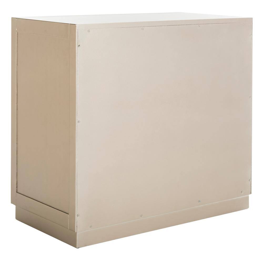 Gray Mirrored Glam Art Deco Accent Cabinet