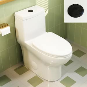 Ally 12 in. Rough in Size 1-Piece 1.1/1.6 GPF Dual Flush Elongated Toilet in White, Black Flush Button, Seat Included