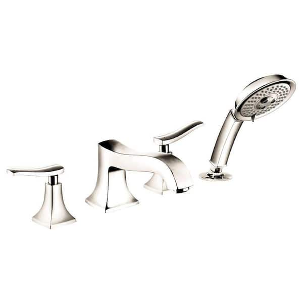 Hansgrohe Metris C 2-Handle Deck-Mount Roman Tub Faucet with Hand Shower in Polished Nickel