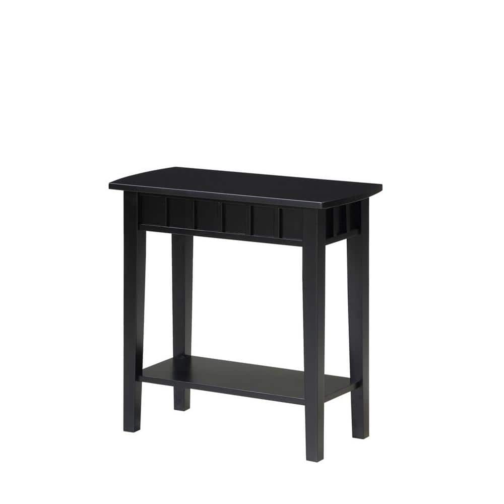 Dennis 12 in. Black Standard Rectangle Wood End Table with Shelf price history on PriceWatchPro