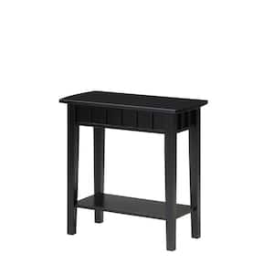 Dennis 12 in. Black Standard Rectangle Wood End Table with Shelf