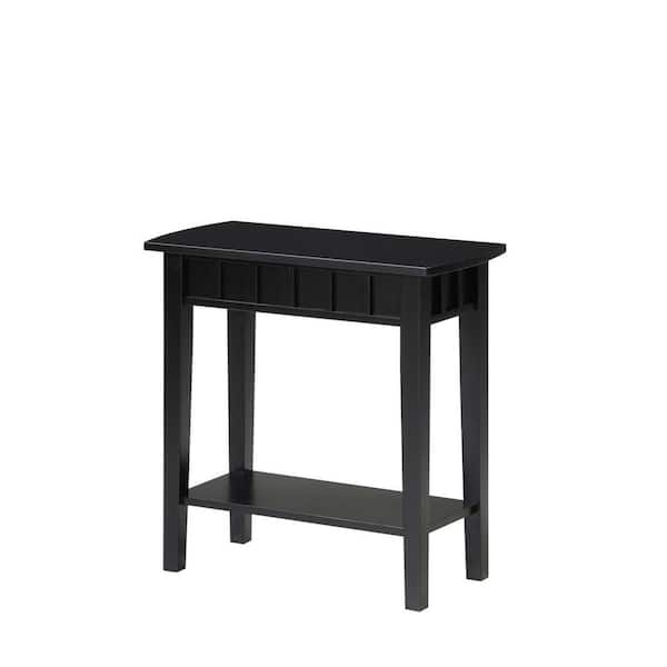 Convenience Concepts Dennis 12 in. Black Standard Rectangle Wood End Table with Shelf
