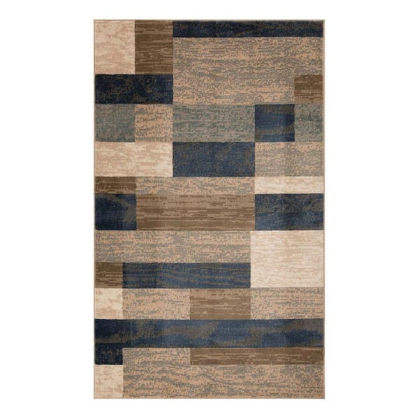 HomeRoots Bernadette Midnight Navy 4 ft. x 6 ft. Loomed Abstract Polypropylene Rectangle Area Rug