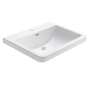 Milano 26 in. Drop-In Acrylic Bathroom Sink in White with Integrated Bowl