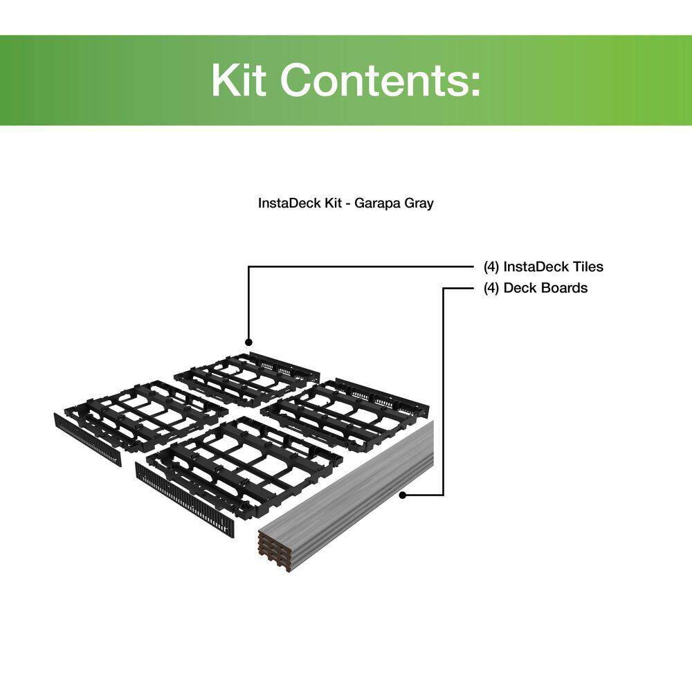 Gray Composite Water-Resistant Outdoor Interlocking Deck Kit