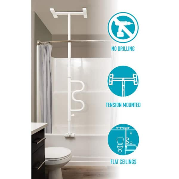 Bathtub Security Pole & Curve Grab Bar - Senior Bath Safety