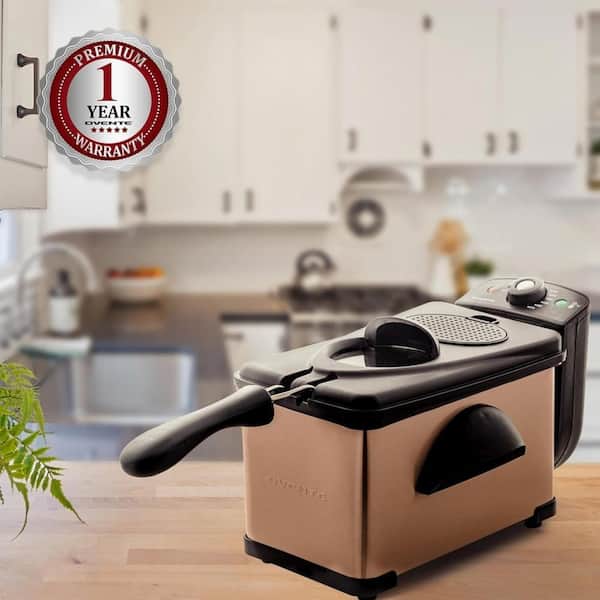 OVENTE 2 L Copper Electric Deep Fryer with Removable Frying Basket