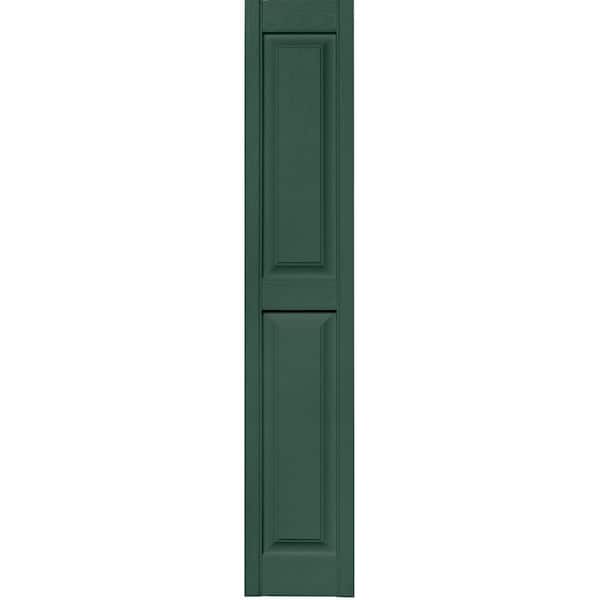 Builders Edge 12 in. x 63 in. Raised Panel Vinyl Exterior Shutters Pair in #028 Forest Green