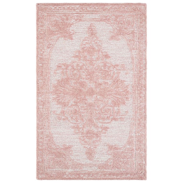 Metro 2 ft. x 3 ft. Pink/Ivory Ornate Border Area Rug