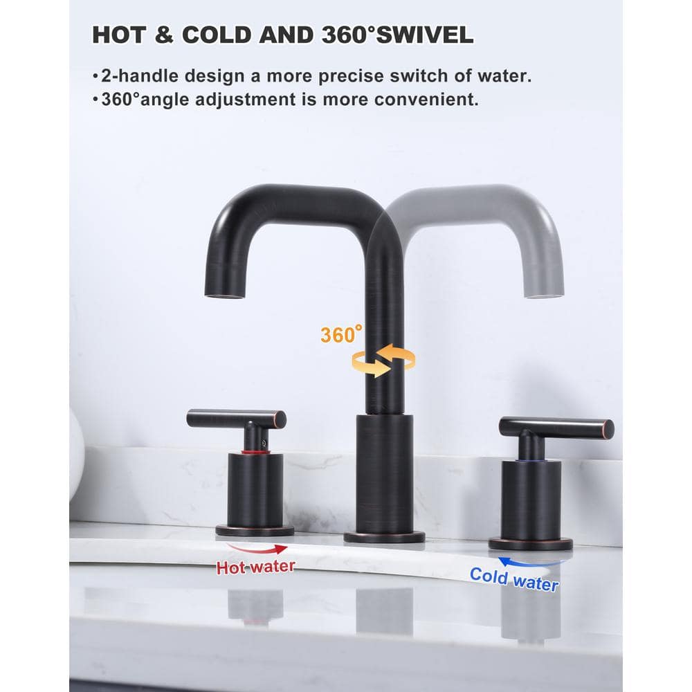 Oil Rubbed Bronze 8-Inch Widespread Double Handle Bathroom Faucet