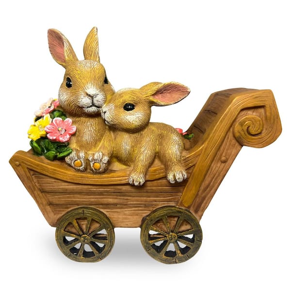 8.78 in. x 7.95 in. x 3.74 in. Bunny Solar Garden Statues