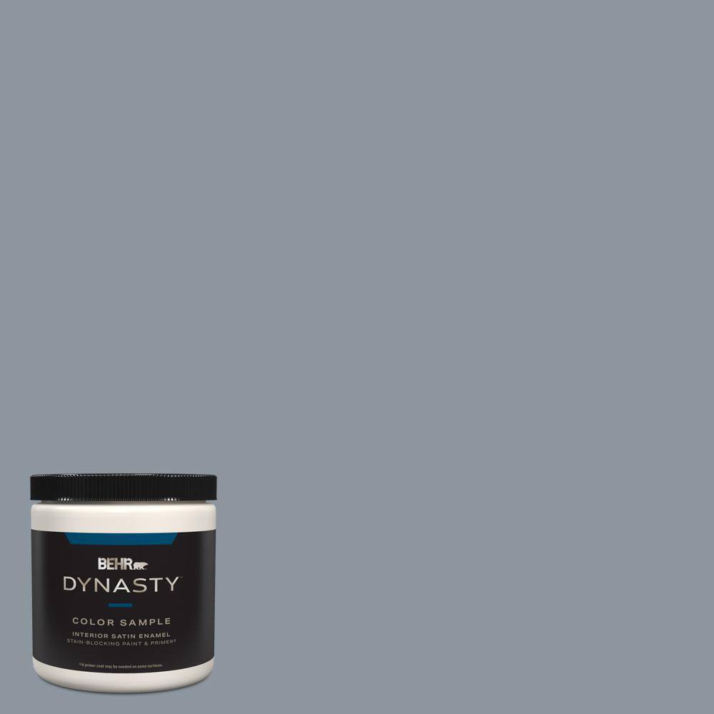 BEHR DYNASTY 8 oz. #750F-4 Raging Sea Satin Enamel Stain-Blocking ...