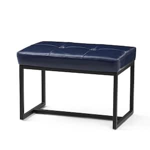 Modern Navy Blue Thick Leatherette Accent Stool