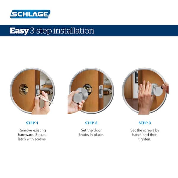 Schlage Pomolo Porta Passaggio Georgian Brookshire - Finitura Bronzo Invecchiato, Per Porte Interne Senza Serratura