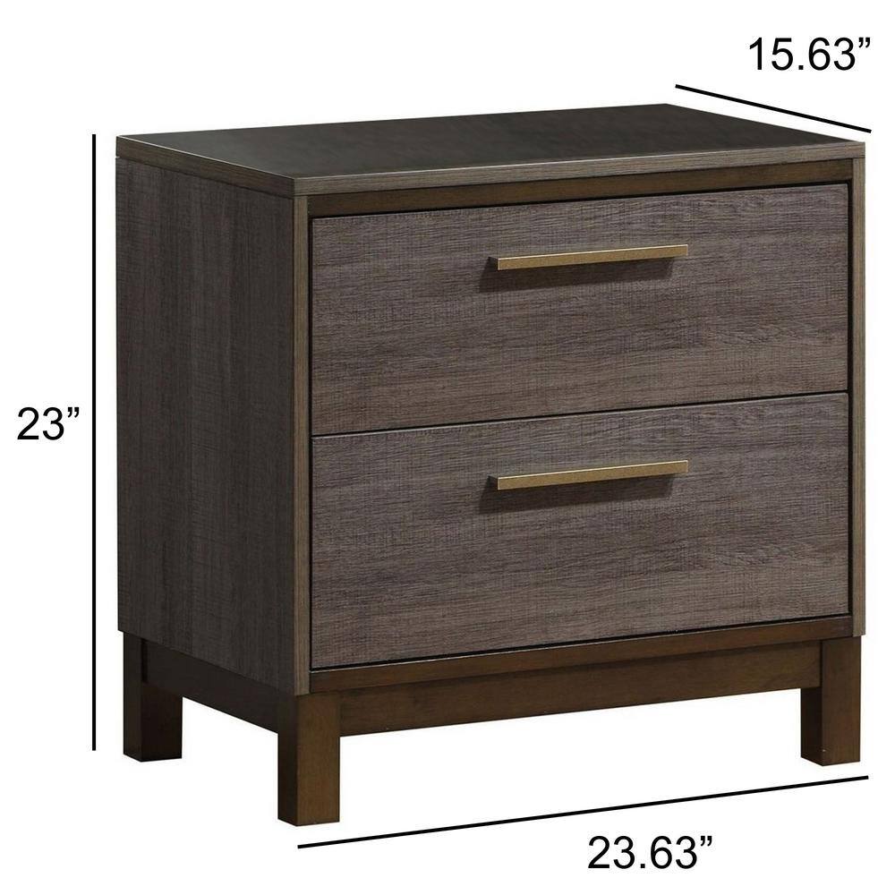 Sleek Gray Solid Wood 2-Drawer Nightstand