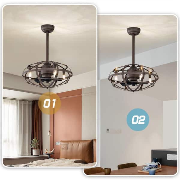 20.6 in. Indoor Bronze Ellipsoid Ceiling Fan with Remote Control